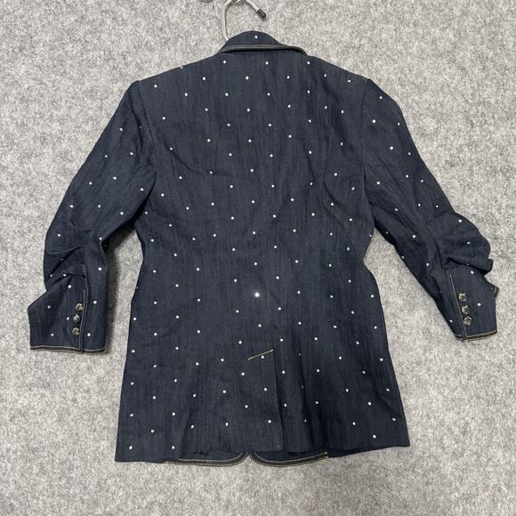 Cinq a Sept Blazer Womens 0 Blue Denim Embellished Studs Rhinestones Jacket NWT - Picture 9 of 12